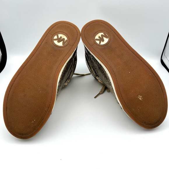 EUC Michael Kors Glam Studded Metallic Leather High-Top Sneakers - Picture 8 of 12